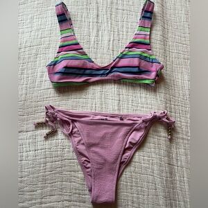 Aerie Multicolor Striped Bikini Set